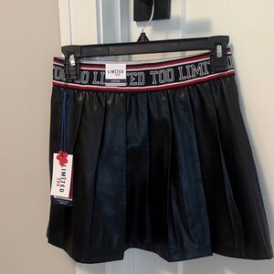Limited Too Black Pleated pleather Skirt 12/14 NWT